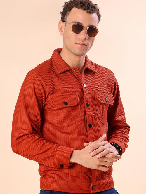 men solid long sleeve regular fit shacket - 22108041 - Very Small Image - 1