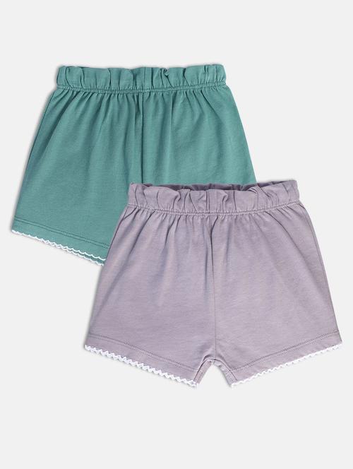 girls pack of 2 solid mid rise shorts - 22108440 - Very Small Image - 1