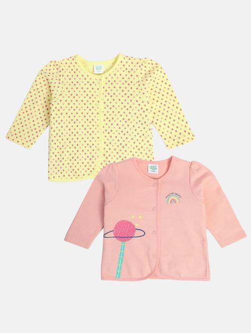 girls pack of 2 printed round neck top - 22108459 - Very Small Image - 1