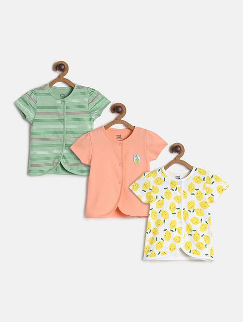 girls pack of 3 printed round neck top - 22108485 - Very Small Image - 1