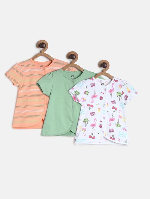 girls pack of 3 printed round neck top - 22108487 - Very Small Image - 1