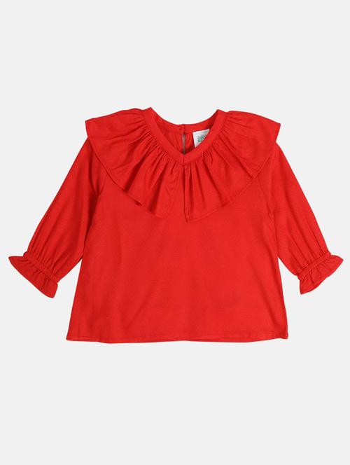 girls red solid long sleeve top - 22108523 - Very Small Image - 1