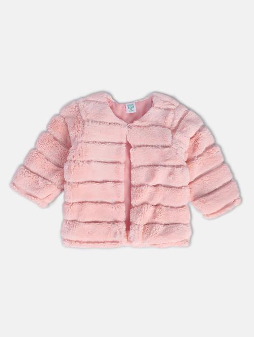 girls solid long sleeve fur jacket - 22108592 - Very Small Image - 1