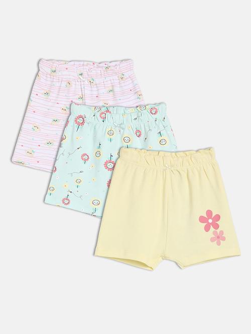 girls pack of 3 printed mid rise shorts - 22109186 - Very Small Image - 1