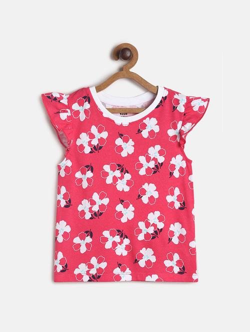 girls floral printed round neck top - 22109299 - Very Small Image - 1