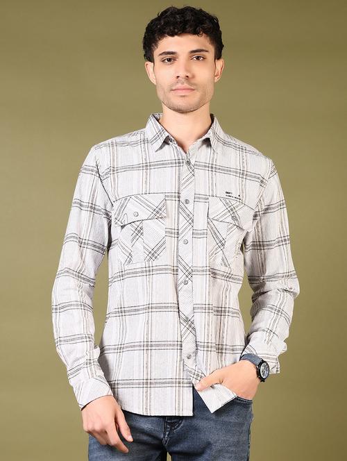men checkered long sleeve slim fit casual shirt - 22127894 - Very Small Image - 1