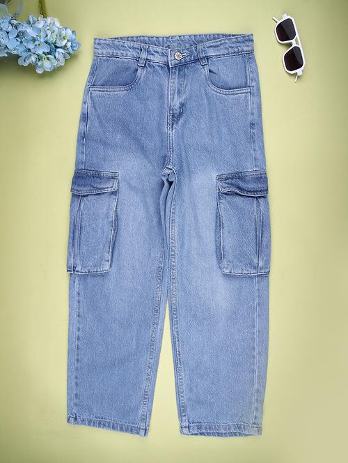 boys plain mid rise relaxed fit cargo - 22131314 - Very Small Image - 1