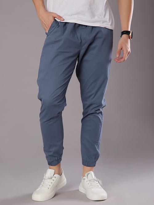 men solid mid rise regular fit jogger - 22138200 - Very Small Image - 1