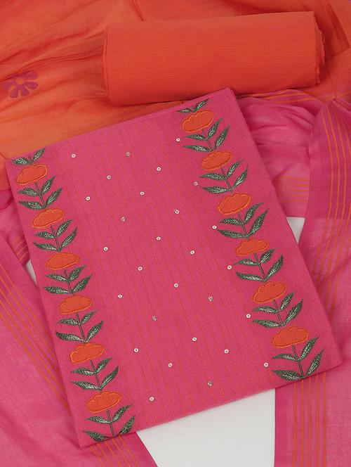 women solid with work unstitched suit set - 22142477 - Very Small Image - 1