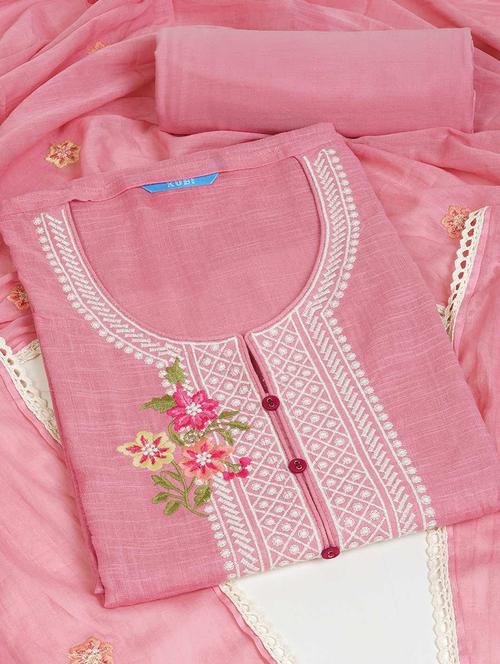 women solid with work unstitched suit set - 22142483 - Very Small Image - 1