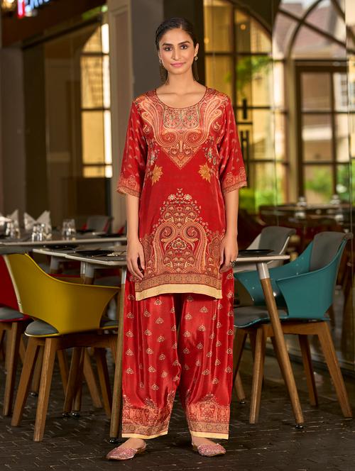 women printed three quarter sleeve co-ord set - 22142880 - Very Small Image - 1