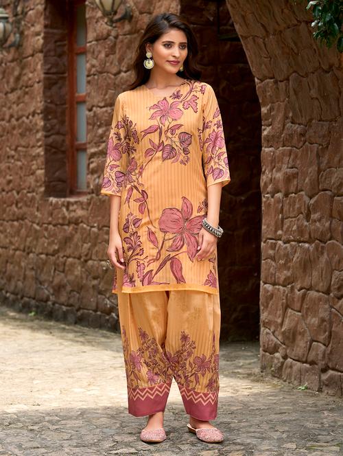 women printed three quarter sleeve co-ord set - 22142883 - Very Small Image - 1