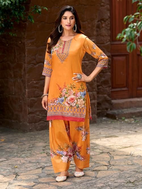 women printed three quarter sleeve co-ord set - 22142888 - Very Small Image - 1