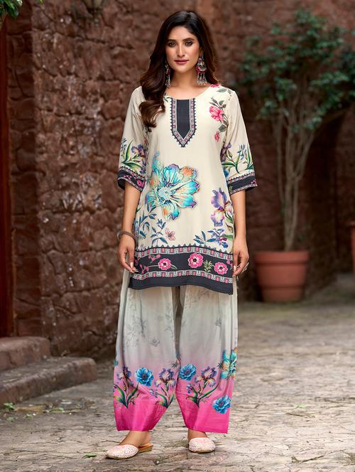 women printed three quarter sleeve co-ord set - 22142889 - Very Small Image - 1