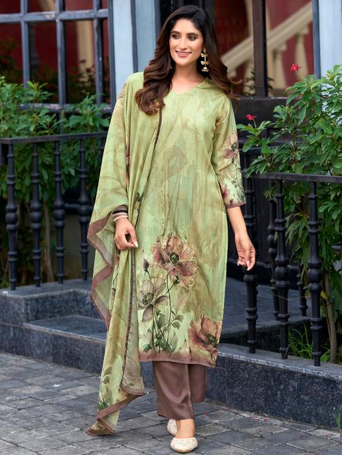 women floral printed three quarter sleeve kurta pant with dupatta set - 22143778 - Very Small Image - 1