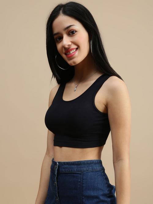 women solid sleeveless crop top - 22146875 - Very Small Image - 1