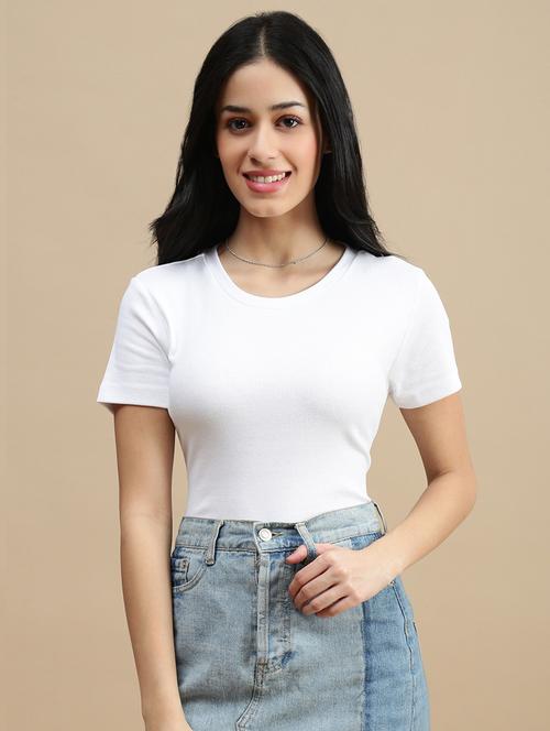 women solid short sleeve crop top - 22146885 - Very Small Image - 1