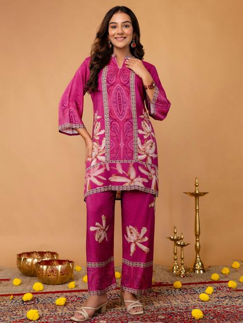 women three quarter sleeve regular fit ethnic co-ord set - 22147201 - Very Small Image - 1