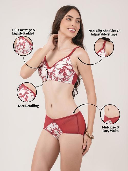 women printed bra and panty set - 22148135 - Very Small Image - 1