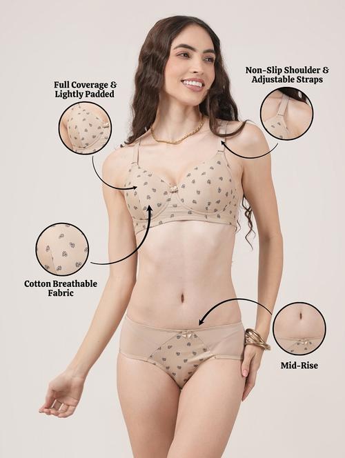 women printed bra and panty set - 22148137 - Very Small Image - 1