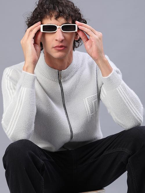 men self designed long sleeve zipper cardigan - 22160169 - Very Small Image - 1