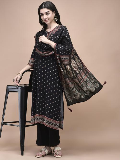 women printed three quarter sleeve kurta pant with dupatta set - 22161056 - Very Small Image - 1