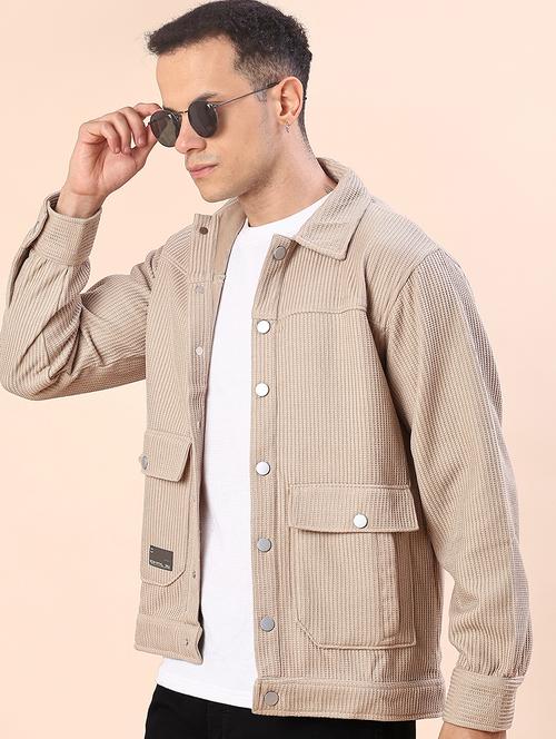 men solid long sleeve regualr fit shacket - 22162244 - Very Small Image - 1