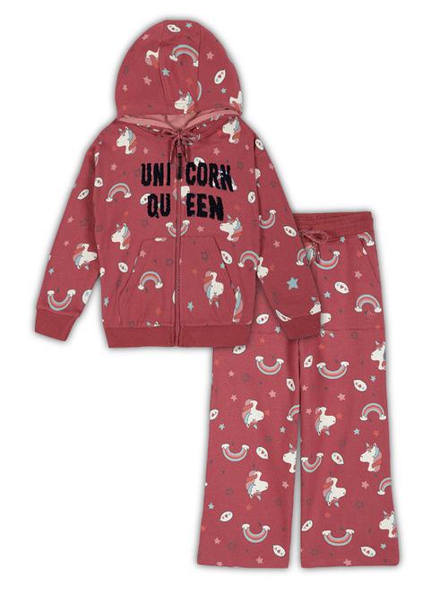girls printed long sleeve hooded full length set - 22162358 - Very Small Image - 1