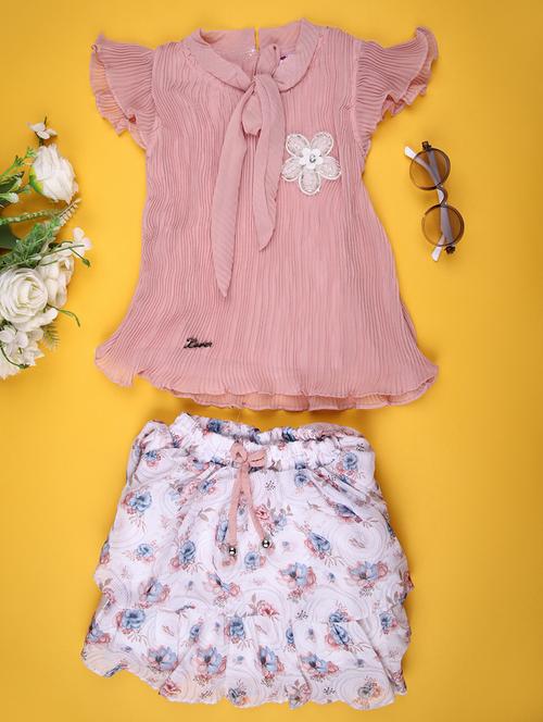 girls floral print skirt & top co-ord set - 22163374 - Very Small Image - 1