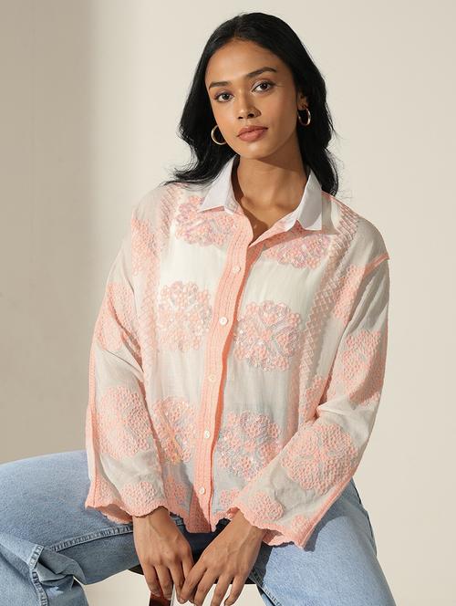 women embroidered collared bell sleeve shirt - 22173719 - Very Small Image - 1
