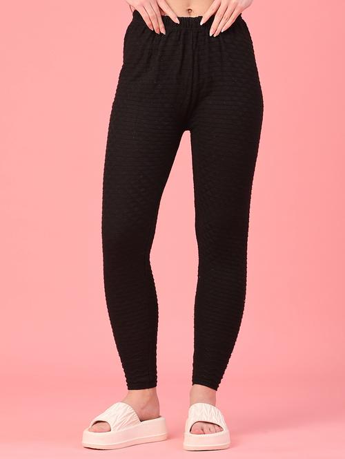 women self design mid rise woolen leggings - 22178673 - Very Small Image - 1