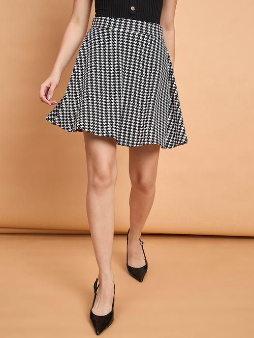 women houndstooth high rise flared skirt - 22178960 - Very Small Image - 1