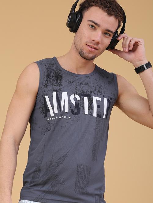 men printed round neck vest - 22179845 - Very Small Image - 1