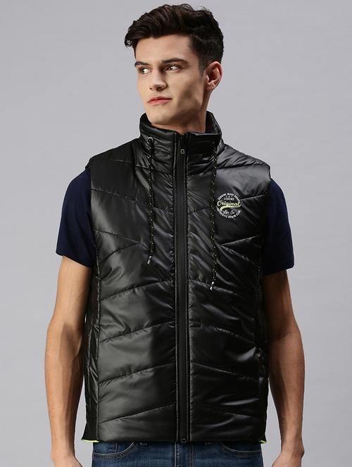 Men Solid Sleeveless Regular Fit Puffer Jacket - 22179926 - Very Small Image - 1