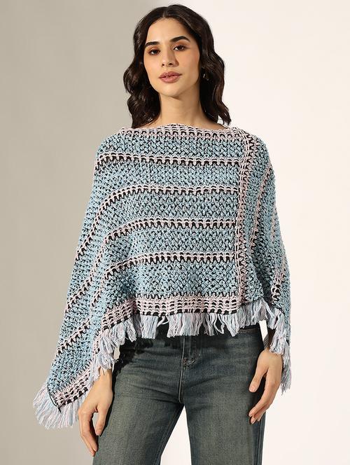 women self designed wool poncho - 22180075 - Very Small Image - 1