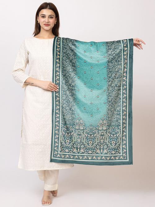 women blue printed velvet shawl - 22180222 - Very Small Image - 1