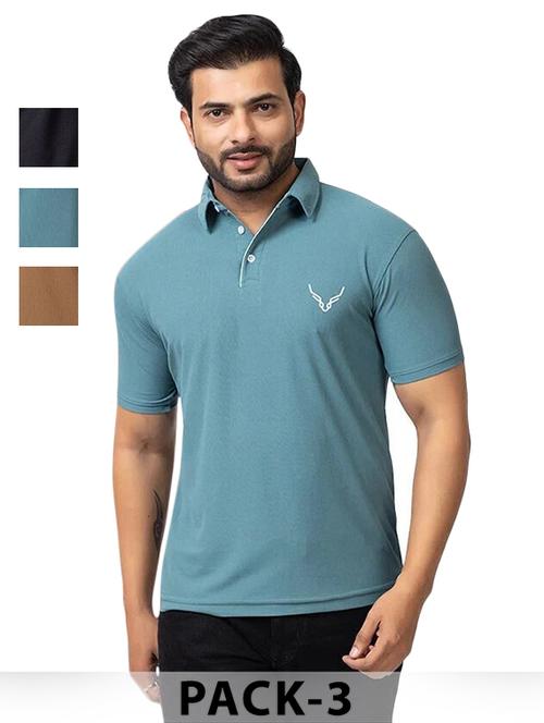 men pack of 3 solid short sleeve polo t-shirt - 22180247 - Very Small Image - 1