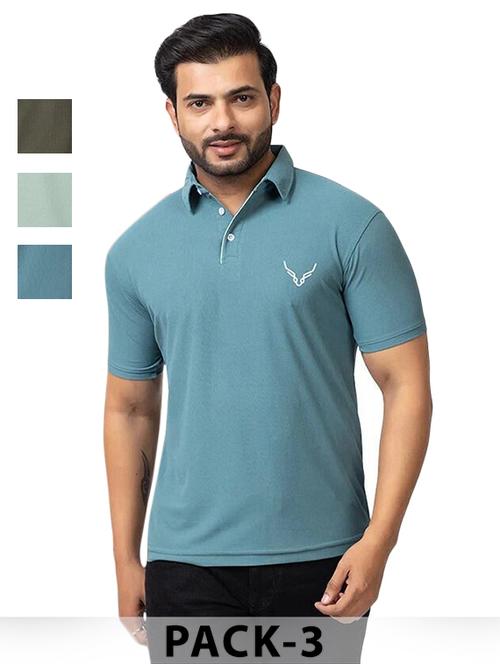 men pack of 3 solid short sleeve polo t-shirt - 22180252 - Very Small Image - 1