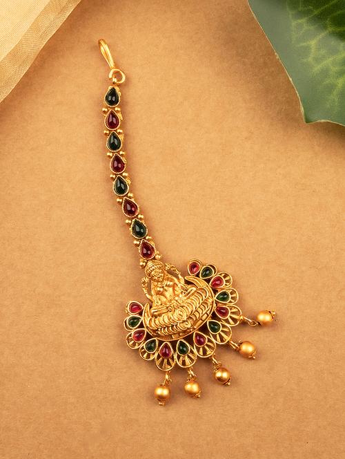 gold plated goddess maangtika  - 22181250 - Very Small Image - 1