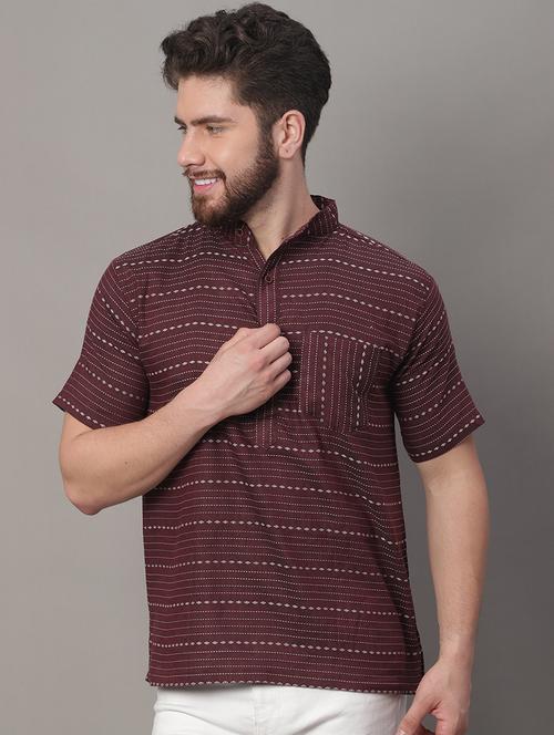 men self design mandarin neck short kurta - 22182669 - Very Small Image - 1