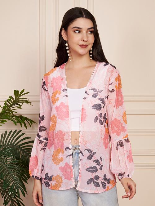 women floral print long sleeve regular shrug - 22183580 - Very Small Image - 1