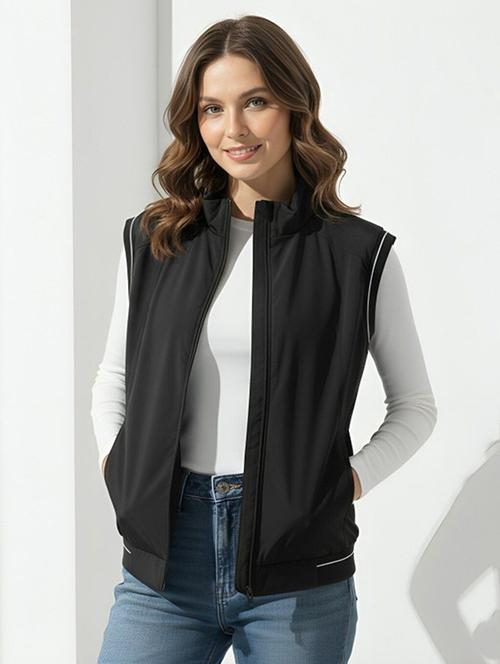 women solid sleeveless bomber jacket - 22183589 - Very Small Image - 1