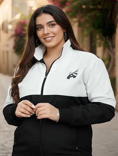 women color blocked long sleeve regular jacket - 22183614 - Very Small Image - 1