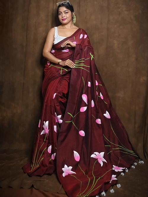 Women Floral Printed Saree With Blouse - 22186339 - Very Small Image - 1