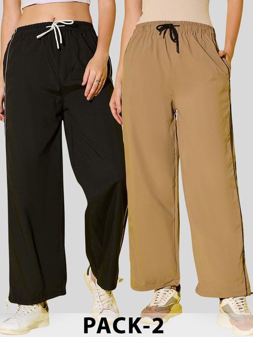 women pack of 2 solid relaxed fit track pant - 22187168 - Very Small Image - 1