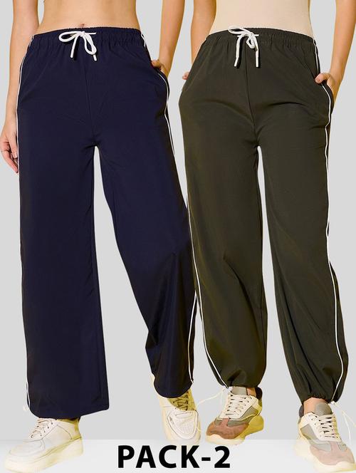 women pack of 2 solid relaxed fit track pant - 22187169 - Very Small Image - 1