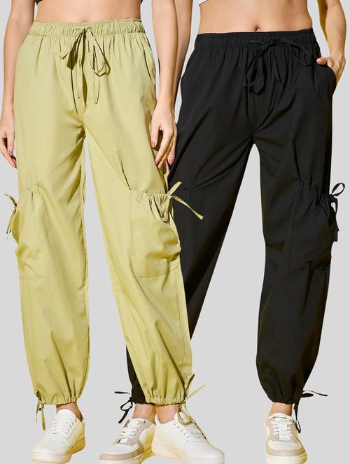 women pack of 2 solid high rise cargo - 22187212 - Very Small Image - 1