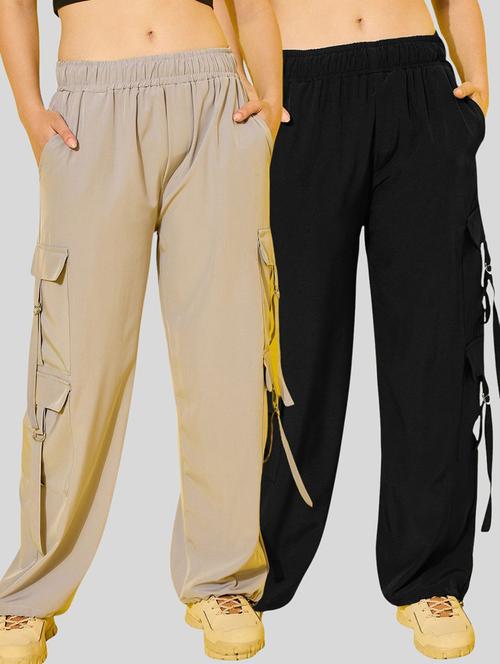 women pack of 2 solid mid rise cargo - 22187221 - Very Small Image - 1