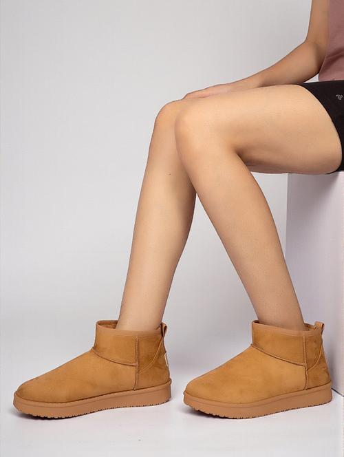 women solid slip on high ankle boots - 22187265 - Very Small Image - 1