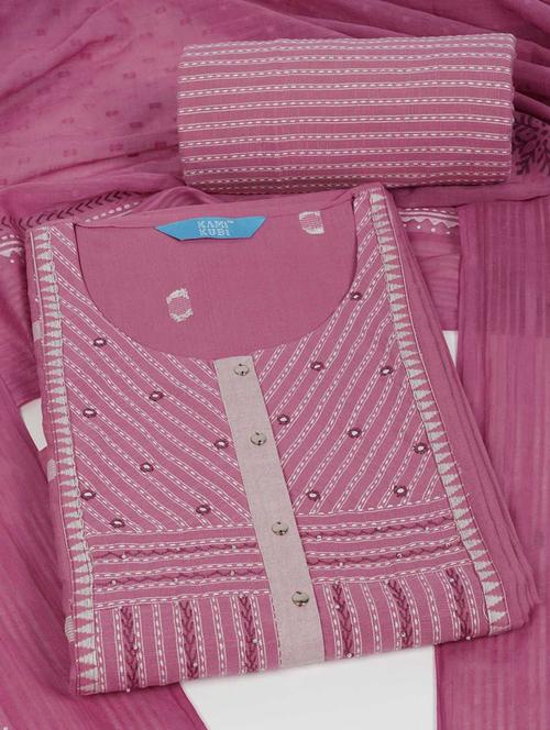 women solid with work embroidered unstitched suit set - 22187274 - Very Small Image - 1